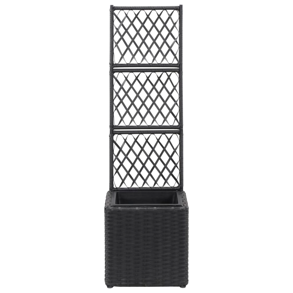 Trellis Raised Bed with 1 Pot Poly Rattan Black