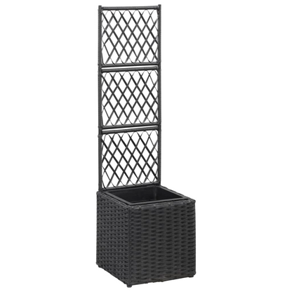 Trellis Raised Bed with 1 Pot Poly Rattan Black