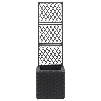 Trellis Raised Bed with 1 Pot Poly Rattan Black
