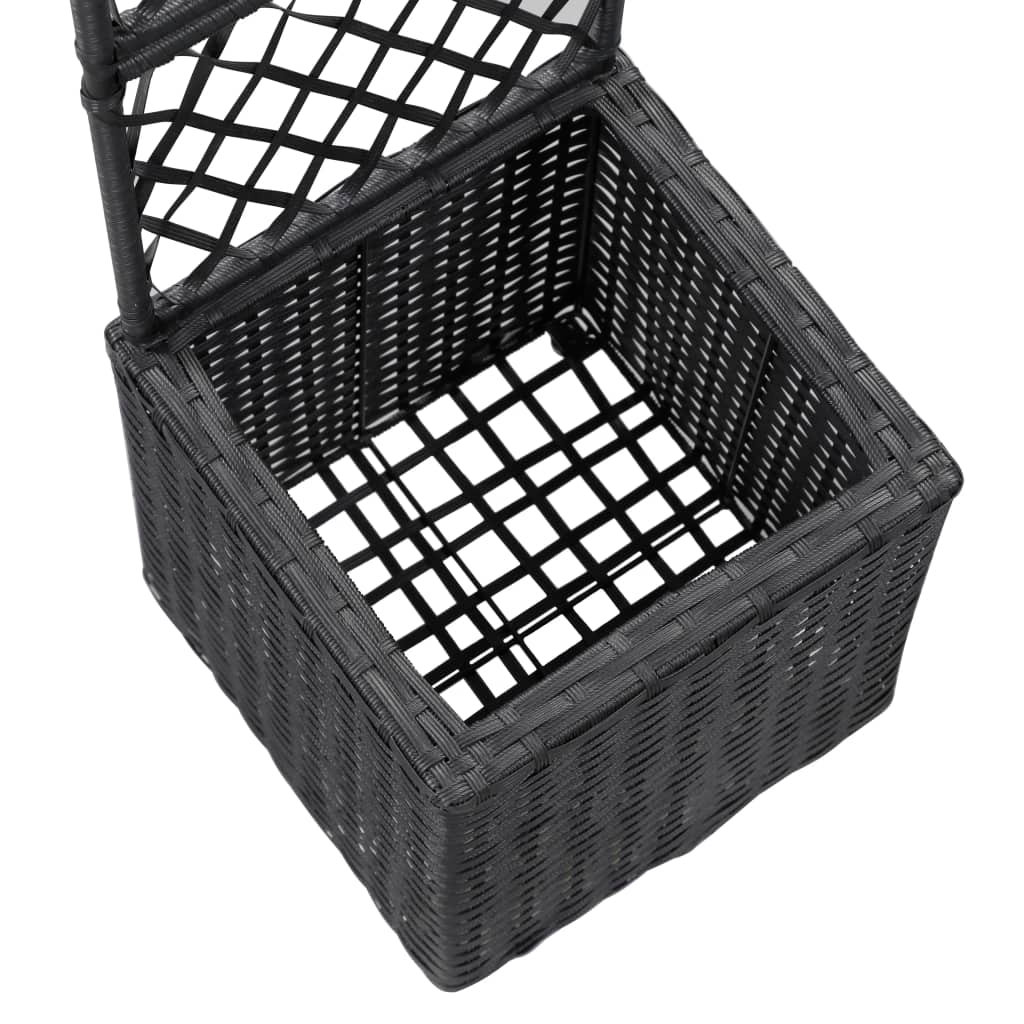 Trellis Raised Bed with 1 Pot Poly Rattan Black
