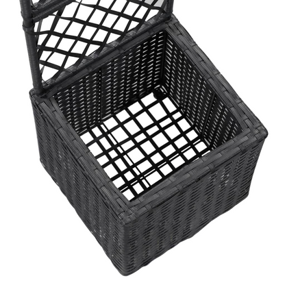 Trellis Raised Bed with 1 Pot Poly Rattan Black