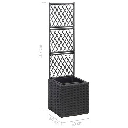 Trellis Raised Bed with 1 Pot Poly Rattan Black